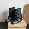 Botas Marrones 2026 Apiladas Otoño Invierno Moda Occidental Botas de Pantalón Cinturón Adelgazante Hebilla Alto Valor Nuevo Tacón Grueso
