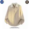 Sudadera de cuello alto de manga larga de la marca NASA de alta calidad, moderna, para hombre, casual de otoño, elegante, estilo old money, top de lujo ligero