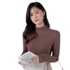 Camisa Base de Seda de Leche Lijada para Mujer, Todas las Combinaciones, Cálida, Manga Larga, Nuevo Otoño e Invierno, Camisa Interior de Terciopelo Alemán