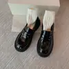 Mocasines de Piel de Oveja Capa Superior de Piel de Vaca para Mujer, Estilo Británico Piel Genuina Suave Retro Punta Redonda Primavera Nuevos Zapatos de Suela Gruesa