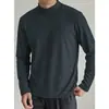 Camiseta de manga larga para hombre de modal con cuello medio alto, camiseta básica casual de cuello medio, antibacteriana y antiácaros, camisa de otoño de color liso