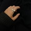 Anillo Bujia Italiano de Plata 925 con Flor de Gardenia Margarita Diamante de Color para Mujer Personalizado Moda Tendencia Anillo para Dedo Índice