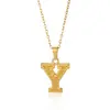 Collar de Acero Inoxidable con Baño de Oro de 18 Quilates, Color Dorado Imitación, Letra Inglesa 26, Estilo Metálico Elegante, Popular Transfronterizo, Joyería de Moda