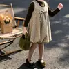 Conjunto de Vestido para Niñas de Primavera y Otoño Bebé Elegante Personalidad Infantil Marca de Moda Capa Base Floral Volantes Vestido Chaleco de Princesa