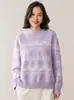 Suéter Jacquard Fair Isle 2026 Outono e Inverno Nova Lã Base Suéter Elegante Color-Blocking Pulôver Suéter de Caxemira para Mulheres com Gola Redonda