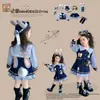 Conjunto de Primavera para Niña: Conjunto de Dos Piezas con Falda Plisada Estilo Universitario Chic Coreano de Oficial de Policía Conejo, Lindo Conjunto Lolita para Niñas Pequeñas