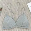 Camisola de Modal Estilo Francés Puro Deseo con Cuello Halter, Copas Triangulares, Espalda Hermosa, Sujetador para Mujer con Almohadillas, Top de Verano sin Tirantes