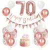Kit de Balões de Aniversário Rose Gold Bandeira de Layout de Aniversário Balão de Filme de Alumínio de 32 Polegadas Balão Digital de Idade Decoração