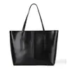 Bolso Grande de Cuero de Vaca Encerado para Comercio Exterior, Bolso Tote Retro Moderno de Cuero Genuino para Viajes Diarios, Bolso Cubo de Hombro Práctico de Gran Capacidad