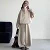 Conjunto Casual de Inverno para Meninas Grandes com Pelúcia Roupas Infantis Meninas Crianças Gola Alta Blusa Calça Casual Roupa Esportiva Conjunto de Duas Peças