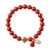 Pulsera de Cinabrio Crudo Bolsa de Dinero para la Buena Fortuna, Cinabrio Rojo de Alto Contenido, Pulsera del Año Zodiacal para Hombres y Mujeres, Joyería Regalo al por Mayor
