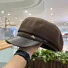 Sombrero Octagonal de Lana para Mujer, Nuevo Estilo, Pequeña Etiqueta, Ala de Cuero, Versátil, Adelgazante, Moda, Artista, Tendencia