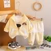 Ropa de Moda de Encaje para Niñas de Estilo Nuevo de Primavera y Otoño 2025 1-4 Años Traje de Moda para Niñitas Conjunto de Otoño para Bebé de Tres Piezas