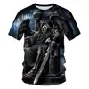 Comercio Exterior Transfronterizo Verano Hombres y Mujeres Horror Impresión 3D Manga Corta Parca Personalizada Moderna Casual Camiseta de Cuello Redondo