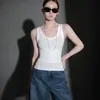 Camiseta Regata Canelada de Verão com Decote U Grande e Controle da Barriga com Costura nas Costas para Mulheres, Camiseta Básica Sem Mangas Nova