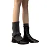 Botines elegantes de imitación de cuero con textura de piel de vaca, punta cuadrada, tacón bajo, silueta ajustada para mujer, botines cortos versátiles de estilo vintage para ir al trabajo, botines tipo Martin