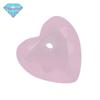 Huagang gema em forma de coração meio único buraco rosa jade vidro areia fundo pedra nua atacado proteína rosa Vidro anel inferior pontiagudo
