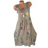 Wish AliExpress 2022 Europeo y Americano nuevo estampado de flores cuello redondo sin mangas vestido amplio grande ropa de mujer de talla grande
