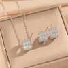 [Set] Conjunto de Pendientes y Collar de Lujo Ligero de Alta Calidad, Zirconio Completo, Industria Pesada, Cobre Galvanizado en Oro Real, Microincrustado
