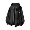 Sudadera con capucha de lana de color contrastante con cremallera Otoño Retro Americano Holgada Chaqueta Gruesa Pesada para Pareja Q