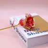 Ramo de Rosas de Lámina de Oro 24K, Flores Artificiales Eternas, Regalo de San Valentín Cumpleaños, Regalo de Navidad, Hecho a Mano