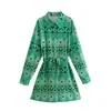 Vestido camisa feminino novo de verão estilo europeu e americano com estampa e manga longa 3104