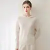 Suéter de cachemira pura 2026 otoño e invierno nuevo para mujer con capucha color liso camisa base estilo versátil Suéter de hilo Consinee