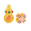 Pulsera con cuentas y collar de cuentas con orificio pasante, de estilo vietnamita, de oro, de larga data, con flores de cuatro pétalos y calabaza de ciervo de nueve colores.