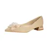 3333-88 Em Estoque Bico Fino Laço de Strass Sapatos de Cristal Sapatos de Casamento para Mulheres Salto Baixo Sapatos para Madrinha Noiva