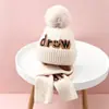 Conjunto de Gorro y Bufanda de Lana Tejida para Niños, Gorro Cálido de Protección para Orejas para Otoño e Invierno con Bordado de Letras para Niños y Niñas, Exclusivamente para Ventas Transfronterizas
