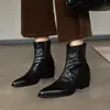 Botines Chelsea de ante lavado al agua con suela silenciosa, colección otoño/invierno 2026, tacón medio grueso, punta fina, botines de piel auténtica para mujer, tallas 40-42 (tallas grandes)