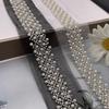Máquina de bordado de ponto de fábrica renda código de barras diamante duplo pérola renda pregada à mão renda acessórios para vestuário