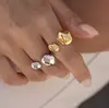 Anillos Metálicos de Acero de Titanio Elegantes y Discretos, Joyería de Gama Alta de Nicho que No se Desvanece, Accesorios de Acero Inoxidable Chapados en Oro de 18K, Venta al por Mayor Transfronteriza