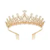 Elegante Tiara de Aleación de Oro y Cristal para Mujer, Adorno para la Cabeza Nupcial con Acentos de Pedrería para Ocasiones Especiales, Fiestas de Graduación, Cumpleaños y Concursos