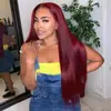 Soporte peluca nueva mujer color vino tinto cabello largo lacio alta temperatura seda fibra química moda europea y americana peluca funda para cabeza mujer