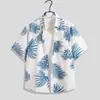 Camisa de Manga Corta para Playa de Verano para Hombre Estilo Coreano Camisa de Media Manga Floral Juvenil Moderna Holgada Casual Versátil Top