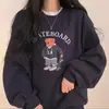 Sudadera Redonda con Estampado de Dibujos Animados Retro Americano para Mujer en Otoño e Invierno Nuevo Diseño Versátil Chaqueta Superior de Terciopelo Perezoso
