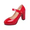 Zapatos Mary Jane de Cuero con una Correa para Mujer, Nuevo Estilo Primavera y Otoño, Tacones Gruesos Altos, Boca Baja, Zapatos Retro Artísticos de Hada Hepburn