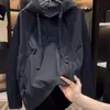 Nova Sudadore com Capuz Patchwork Masculina Tendência Versátil Minimalista Guerreiro Preto Outono Roupa de Trabalho Top Preto Em Estoque