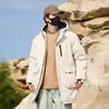 Abrigo largo de algodón hasta la rodilla, nuevo modelo de invierno, con capucha, estilo para pareja, marca de moda casual trendy, versátil, forrado de polar y engrosado