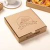 Cajas Personalizadas Transfronterizas para Pizza de 12 Pulgadas Kraft Corrugado Espesado Cajas de Empaque para Llevar Caja de Pizza de Grado Alimenticio Personalización