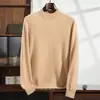 Nuevo suéter de cachemira liso para hombre de otoño e invierno, cuello redondo, corte holgado, casual, engrosado, suéter de punto cálido