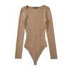 Suéter feminino de manga comprida com gola quadrada estilo americano, novo para o outono, top sexy justo para garotas quentes, peça básica