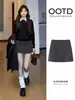 Falda de lana de lunares grises para mujer, nuevo estilo otoño e invierno, falda corta cálida y estilizada, falda elegante de línea A estilo coreano para petite