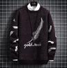 Outono e inverno de 2024 Moda masculina para Comércio Exterior gola redonda com estampa de penas suéter masculino