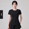 Roupas de Yoga Femininas Versáteis Patchwork de Renda Manga Curta Camiseta Fitness Casual Respirável Esportiva Manga Curta Cor Sólida Fina