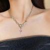 Collar de doble capa de mariposa de diamante brillante para mujer, geométrico, de una sola pieza, celebridad de internet, simple, cadena para clavícula, collar al por mayor