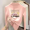 Camiseta de manga comprida com gola alta para meninas, camada base com forro de fleece, novo estilo outono/inverno 2026, top casual infantil com forro de fleece