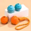 Pelota Juguete para Masticar Perro que Brilla en la Oscuridad con Cuerda Reflectante, Pelota Interactiva de Caucho TPR para Tirar y Buscar para Masticadores Agresivos, Juguete Luminoso Resistente a Mordidas para Perros Pequeños, Medianos y Grandes