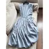 2026 Novo Estilo Ráfia Elegante Cor Sólida Sem Mangas Redutor de Idade Cordão Vestido Longo Atacado H20Fq09938